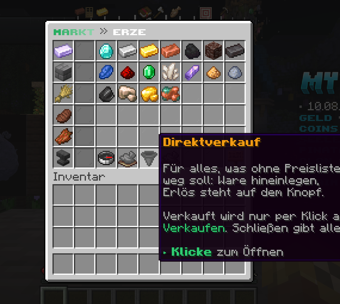 Markt: Erze verkaufen mit Direktverkauf