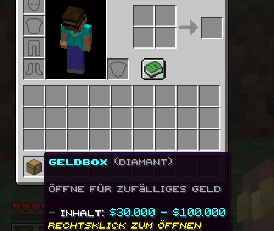 Geldbox-Gutschein mit Tooltip